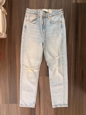 Zara Light Blue Boyfriend Jeans with Rips